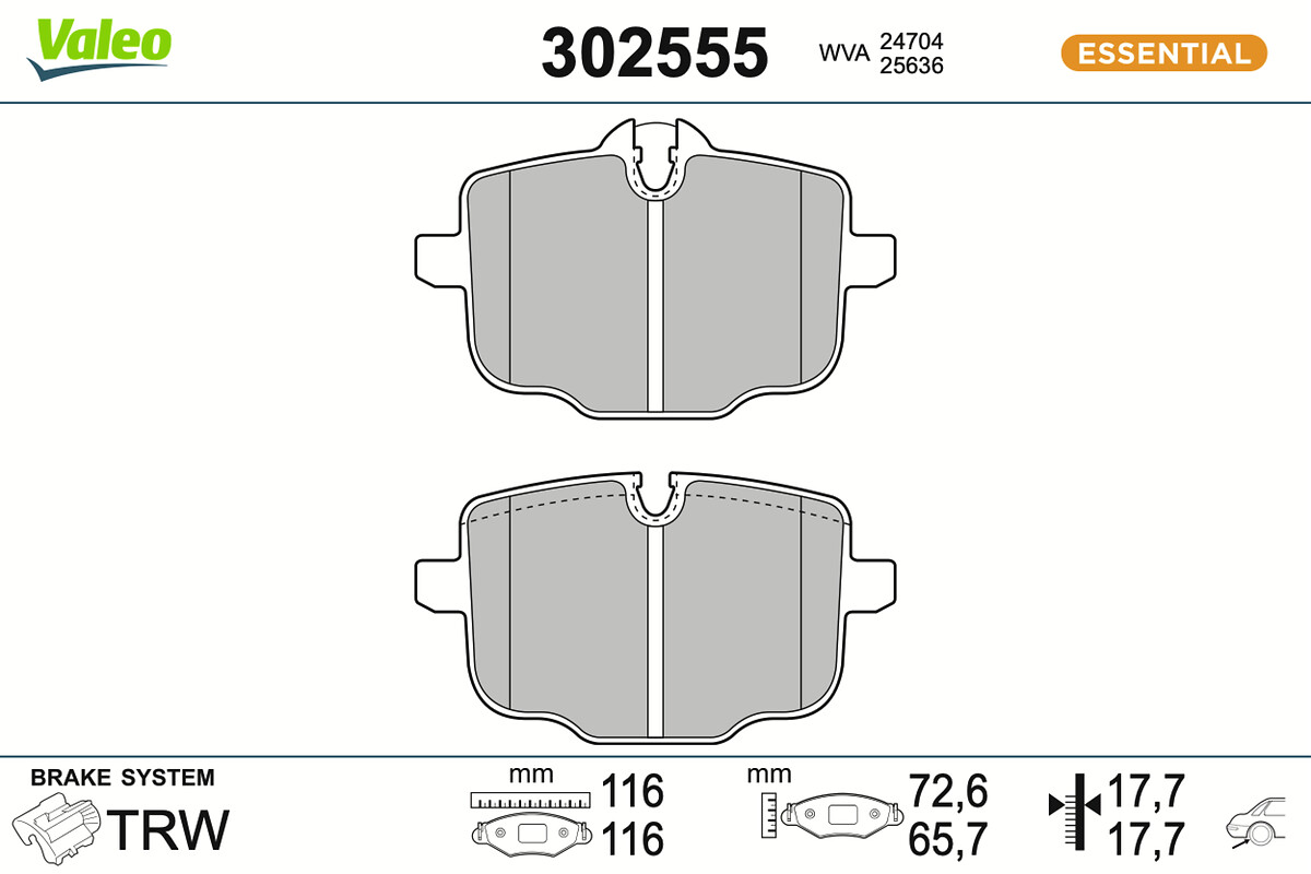 Jeu de 4 plaquettes de frein VALEO ref. 302555